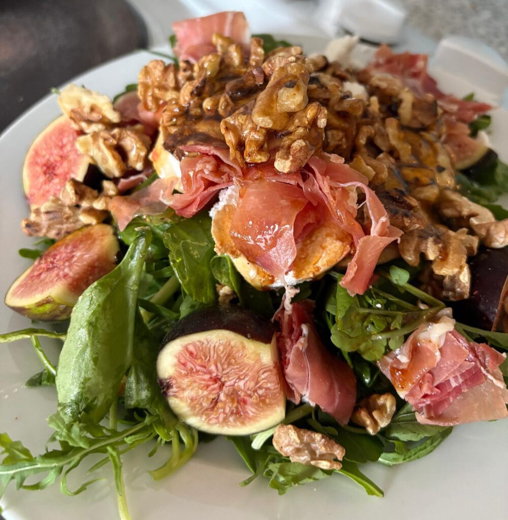 Fig, goats cheese and walnut salad